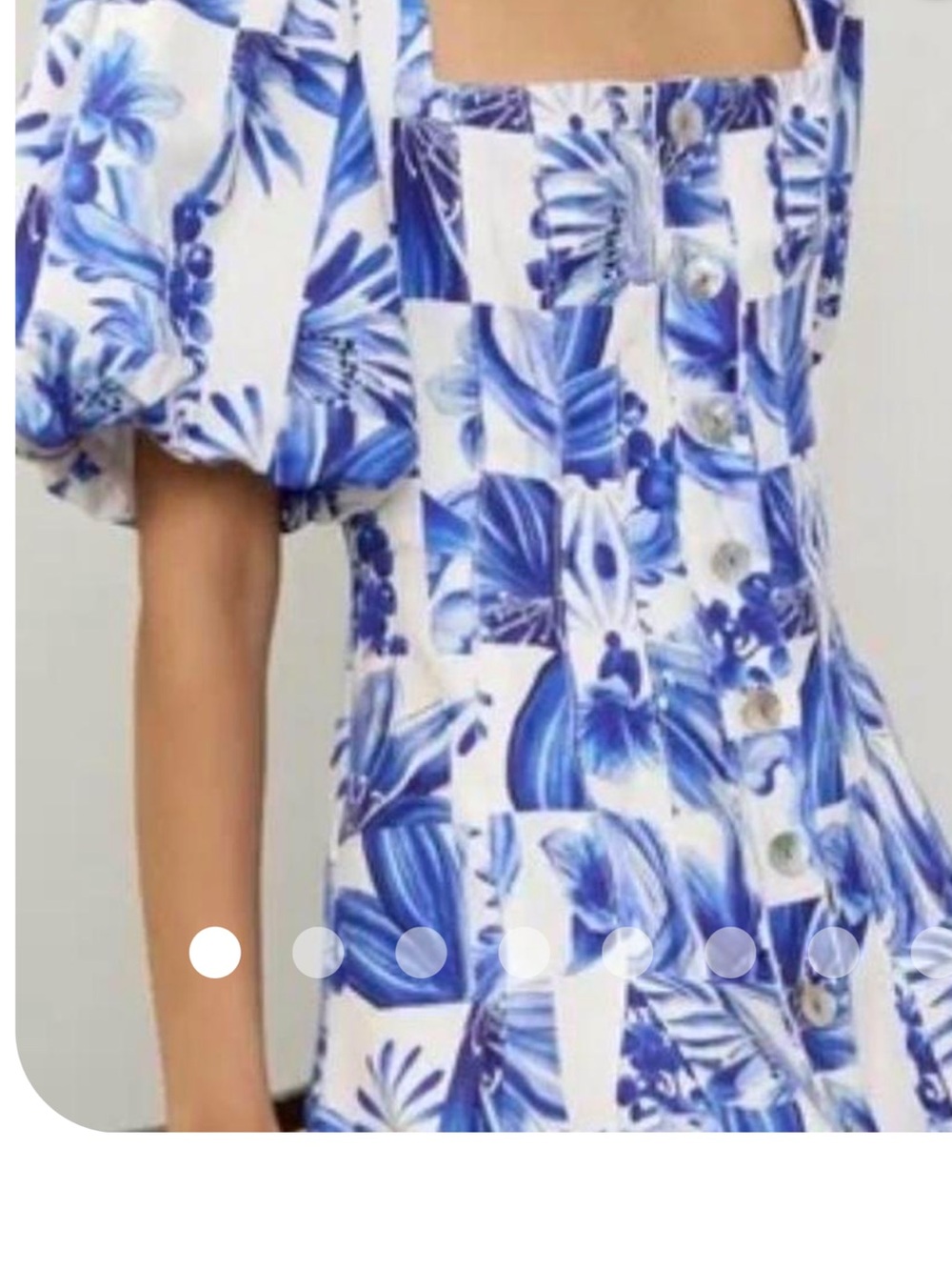 FARM Rio White Button-Down Top with Blue Tropical Print